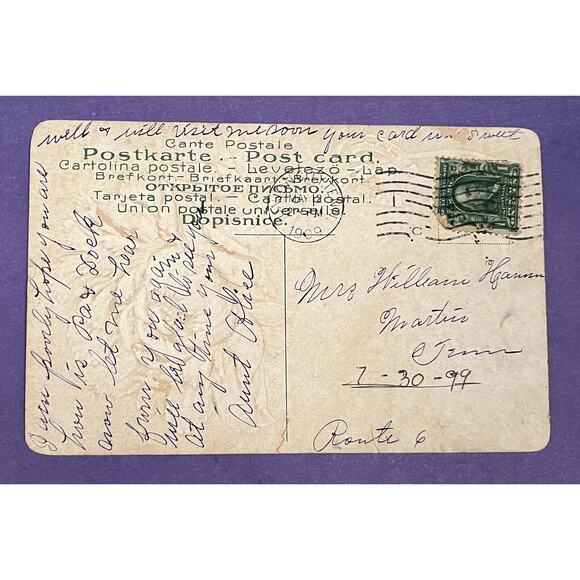 Antique Rose Postcard Embossed Postmarked 1909 Dopisnice - Picture 2 of 3